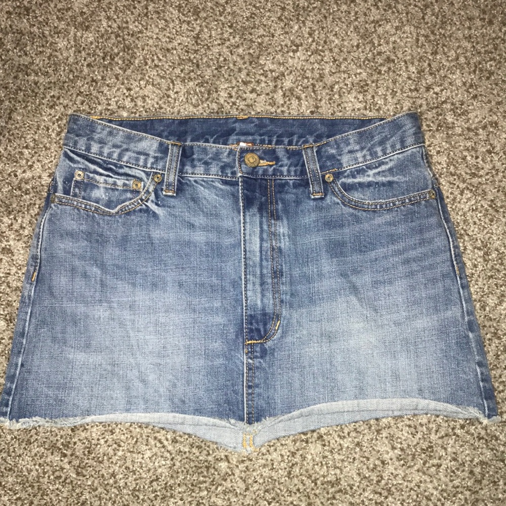 FREE PEOPLE Distressed Denim Skirt
